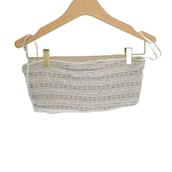 For Love And Lemons Tops - For Love & Lemons - Strapless Crop Tube Top Lace Detail in White & Nude / Size S